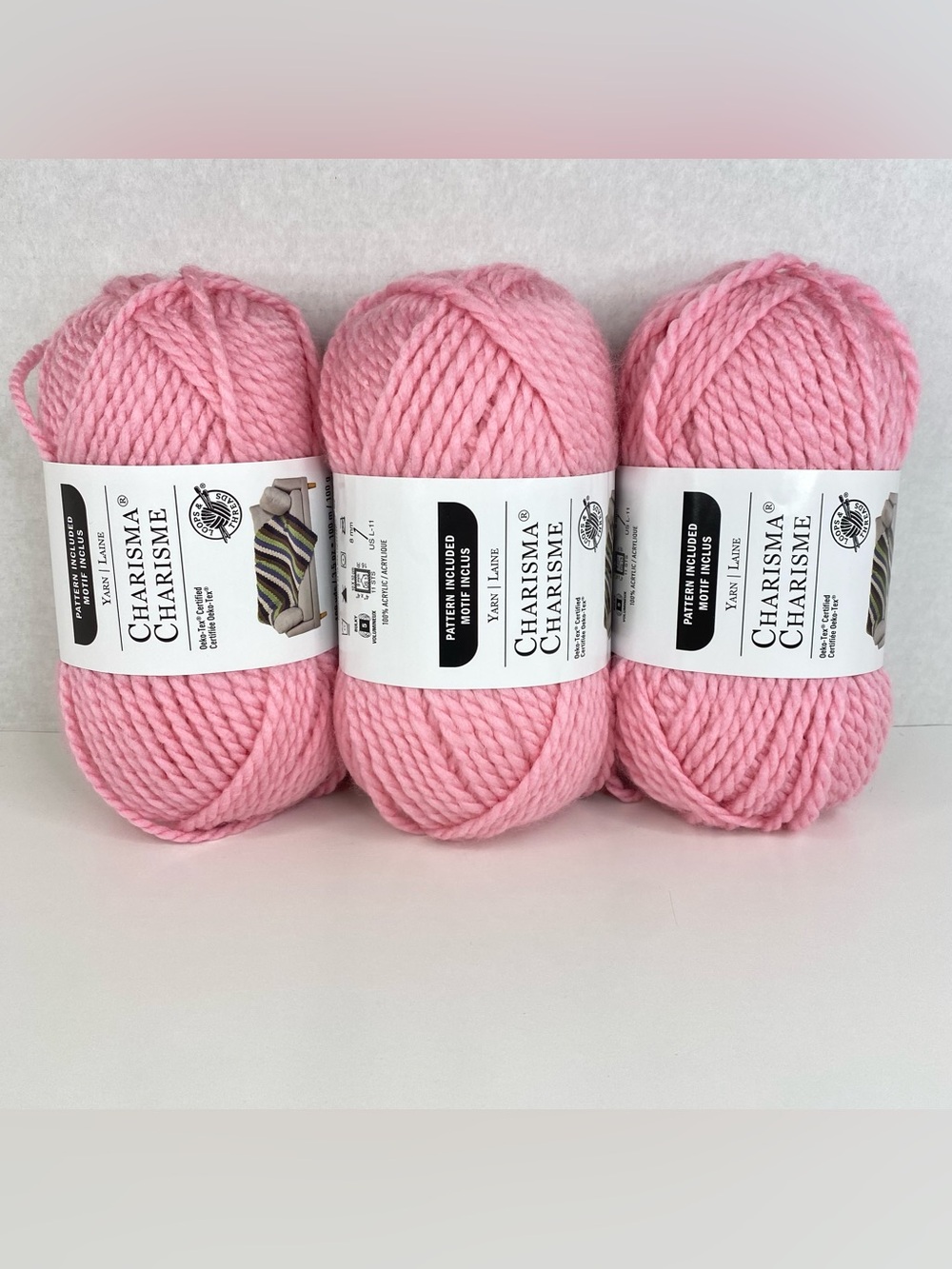 Loops & Threads Charisma Yarn Think Pink 3 Skeins NEW
